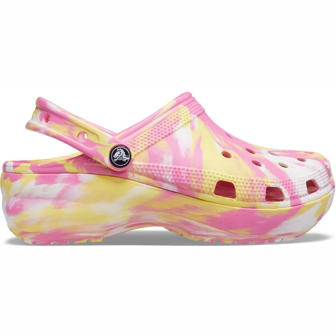 Sandaal Crocs Women Classic Platform Marbled Clog Pink Lemonade Multi